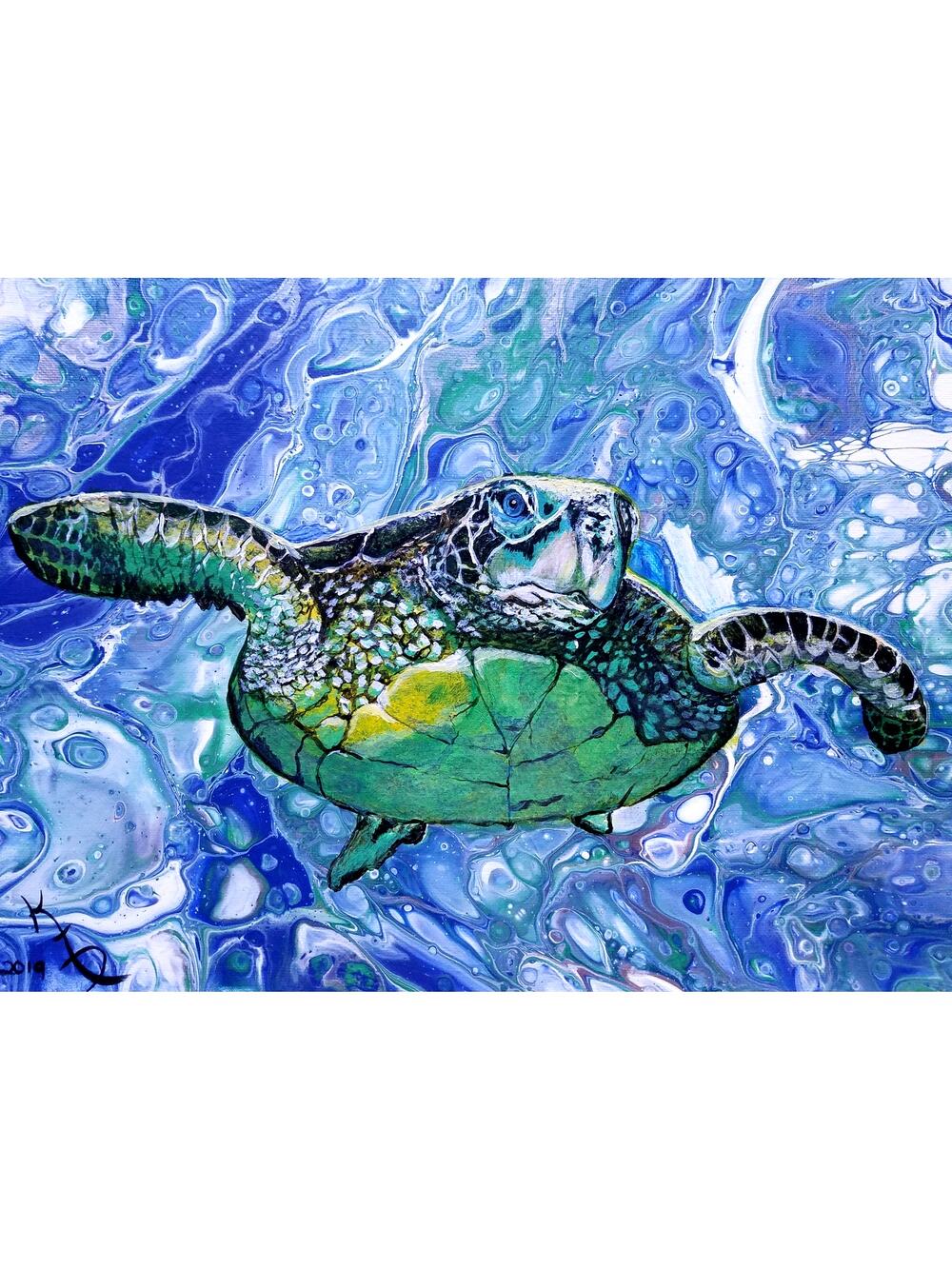 "Sea Turtle" Art Print my Original Work 11" x 14" Acid Free Heavy Card Stock